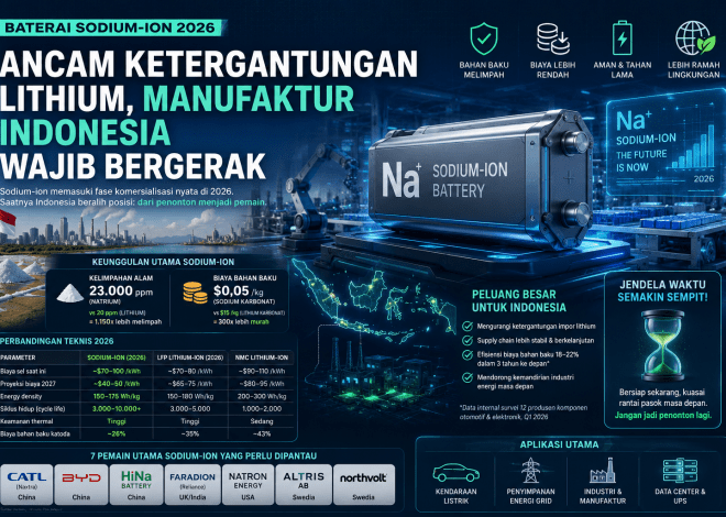 Baterai Sodium-Ion 2026 Ancam Ketergantungan Lithium, Manufaktur Indonesia Wajib Bergerak