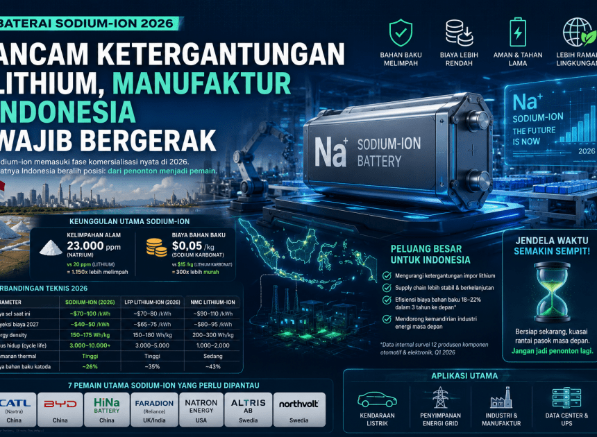 Baterai Sodium-Ion 2026 Ancam Ketergantungan Lithium, Manufaktur Indonesia Wajib Bergerak