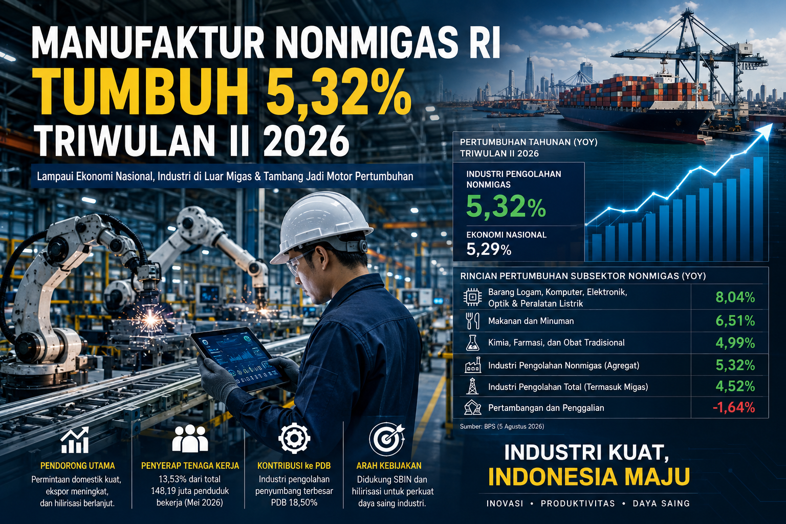 Manufaktur Nonmigas RI Tumbuh 5,32 Persen Triwulan II 2026: Apa Artinya untuk Pelaku Industri