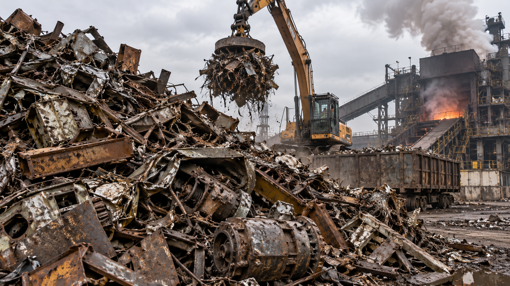 Akhirnya Fase Darurat Cesium-137 Cikande Selesai, 11 Warga Dipantau 14 Tumpukan besar besi tua (scrap metal) impor yang kotor dan berkarat di halaman pabrik peleburan baja.